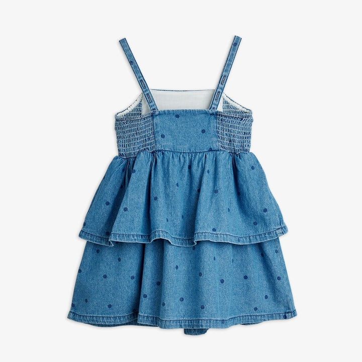 Blue Denim Dots AOP Strap Dress