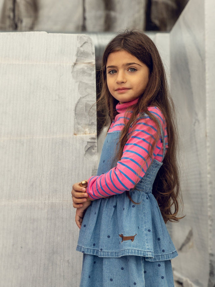 Blue Denim Dots AOP Strap Dress