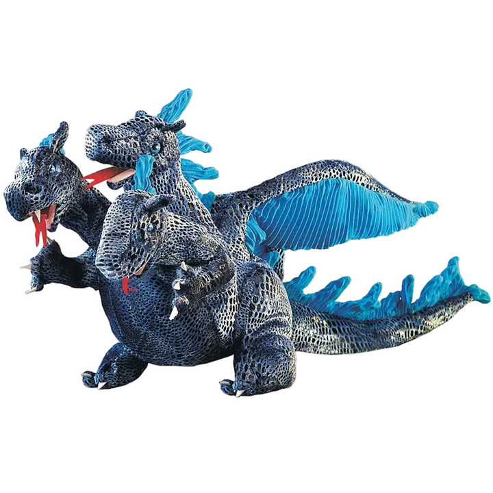 Blue Three Headed Dragon Hand Puppet