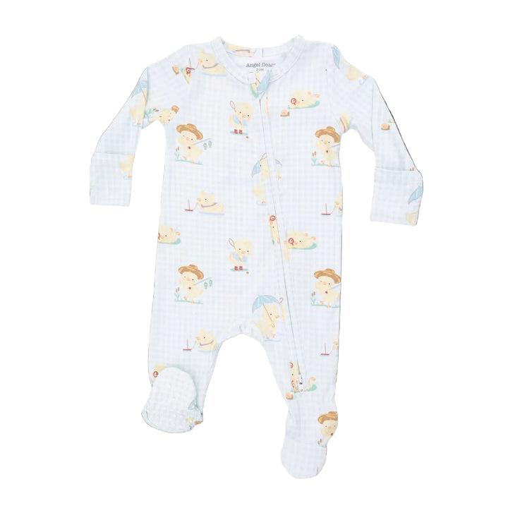 2-Way Zipper Footie - Green Vintage Spring Ducklings