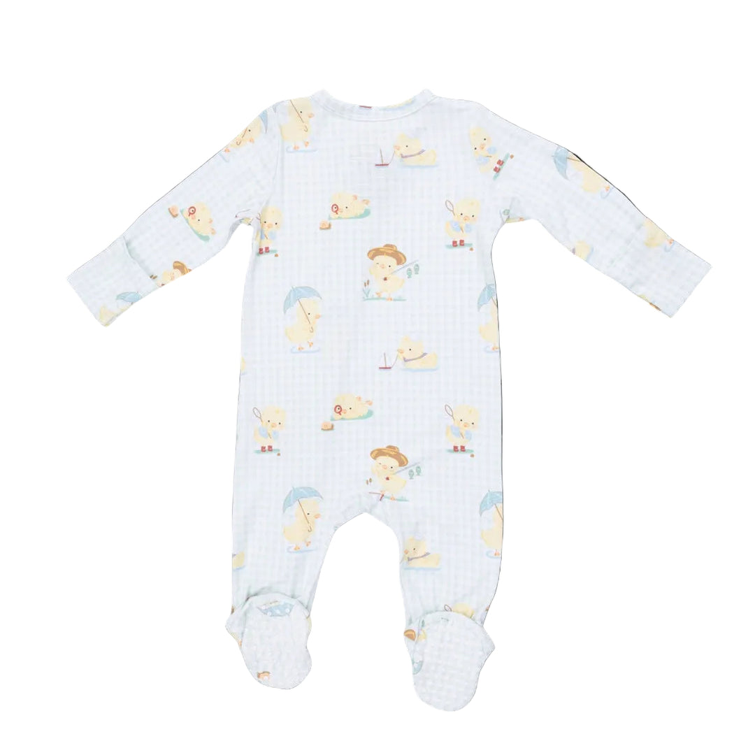 2-Way Zipper Footie - Green Vintage Spring Ducklings