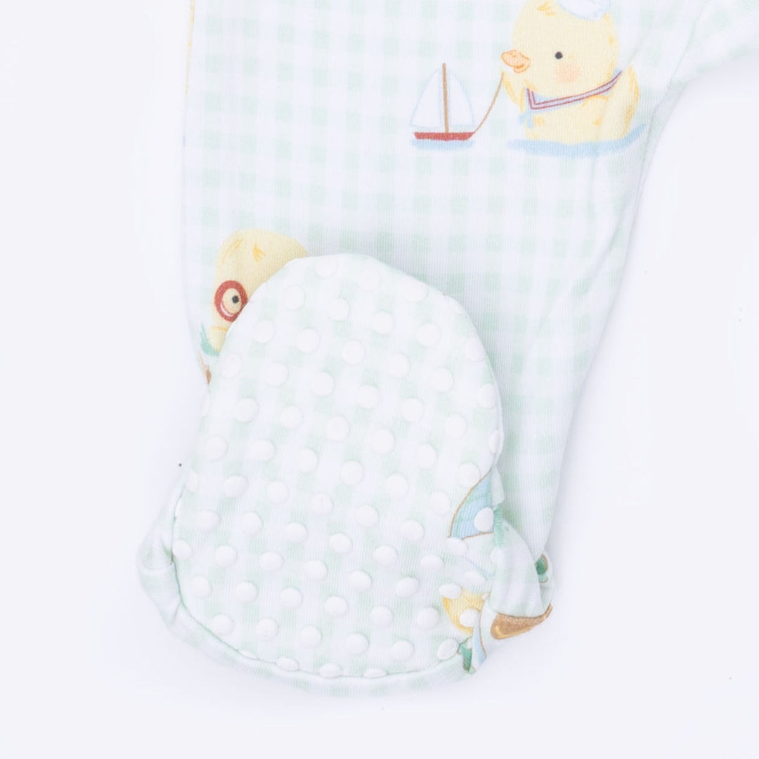 2-Way Zipper Footie - Green Vintage Spring Ducklings