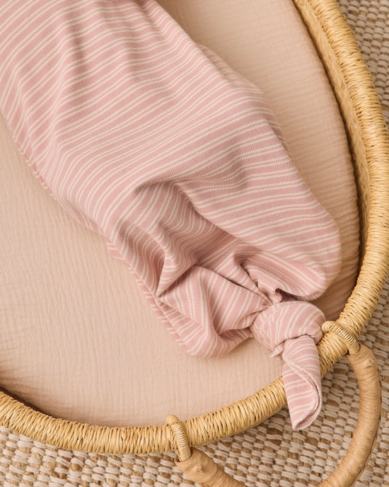 Knotted Gown + Hat - Dusty Rose Microstripe