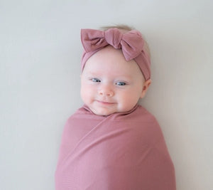 Bamboo Muslin Tiny Bow in Dusty Rose