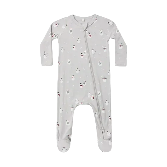 Bamboo Zip Footie Snowman - Fog