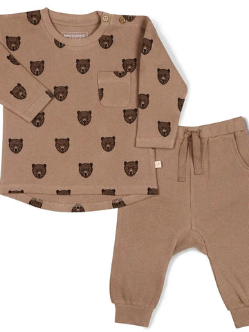 Wild Bear L/S Organic Tee+Pant Set