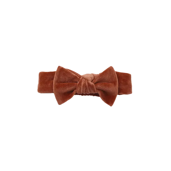 Velour Bow Headband - Redwood