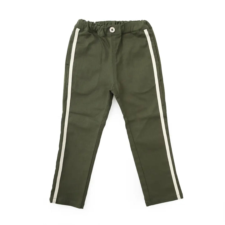 Khaki Side Stripe Pull-On Cotton Pants