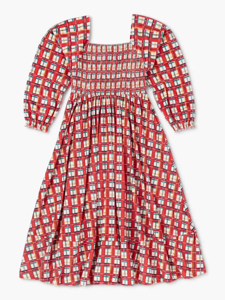 Holiday Plaid Velour Dress