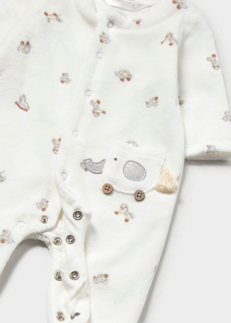 Elephants on Wheels Velour Romper