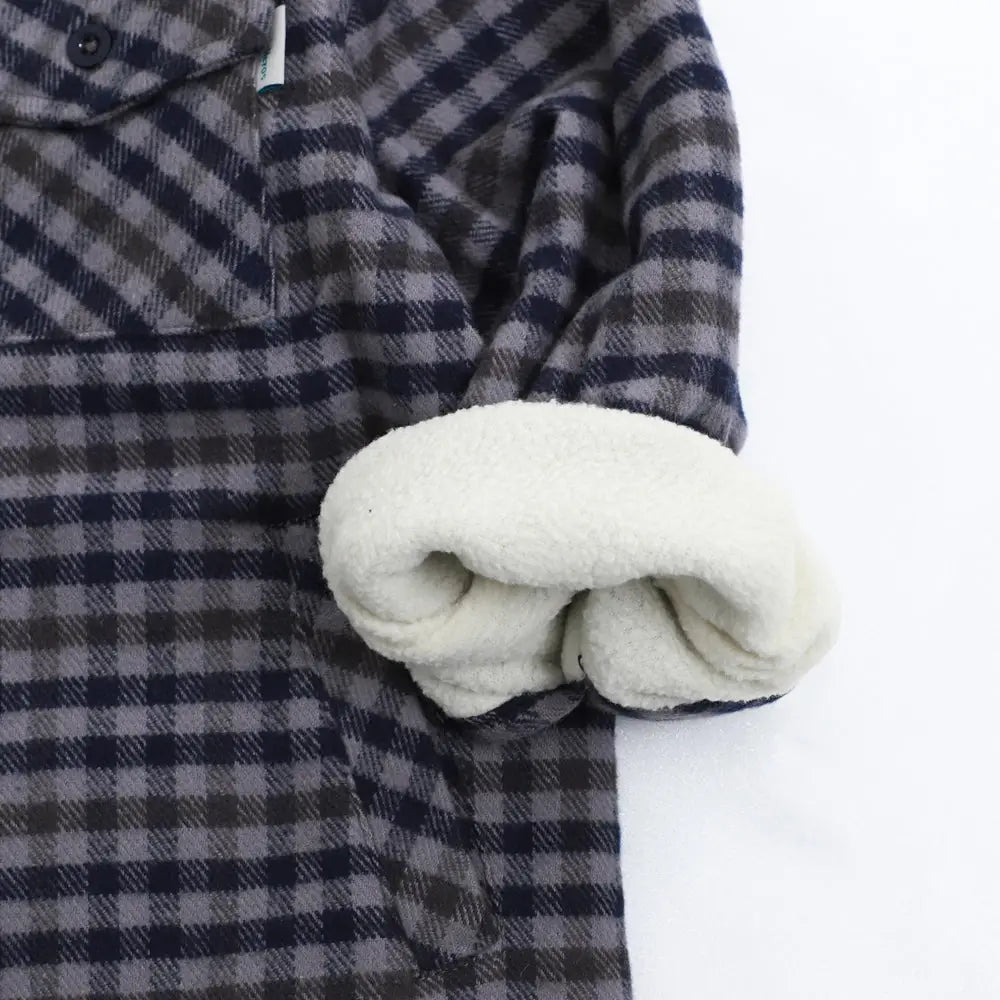 Navy Nick Checkered Fleece Lined Wool Shirt