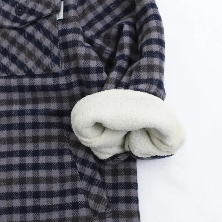 Navy Nick Checkered Fleece Lined Wool Shirt