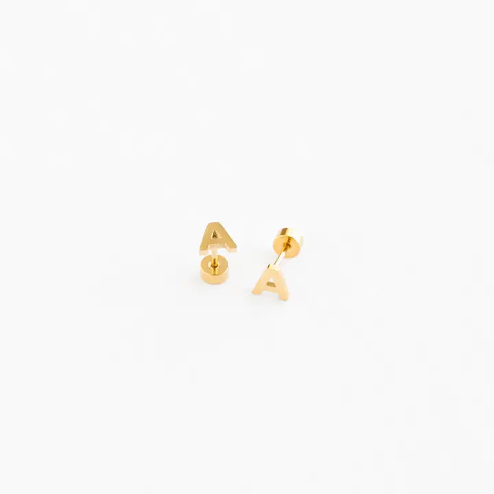 Hypoallergenic Gold Letter Studs