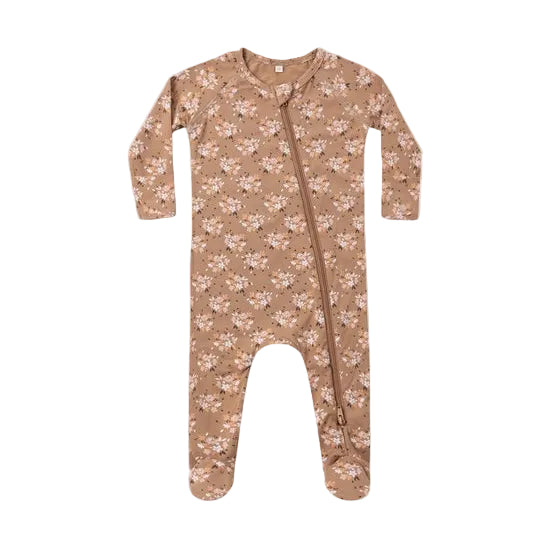 Bamboo Zip Footie - Spice Fall Floral