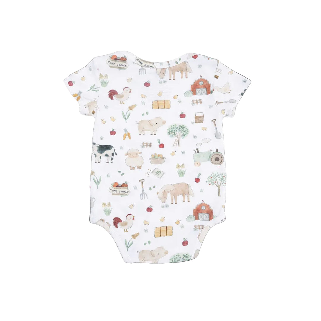 Short Sleeve Bodysuit - Cute Farm Animals