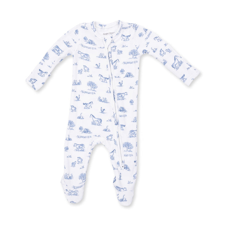 2-Way Zipper Footie - Blue Farm Friends
