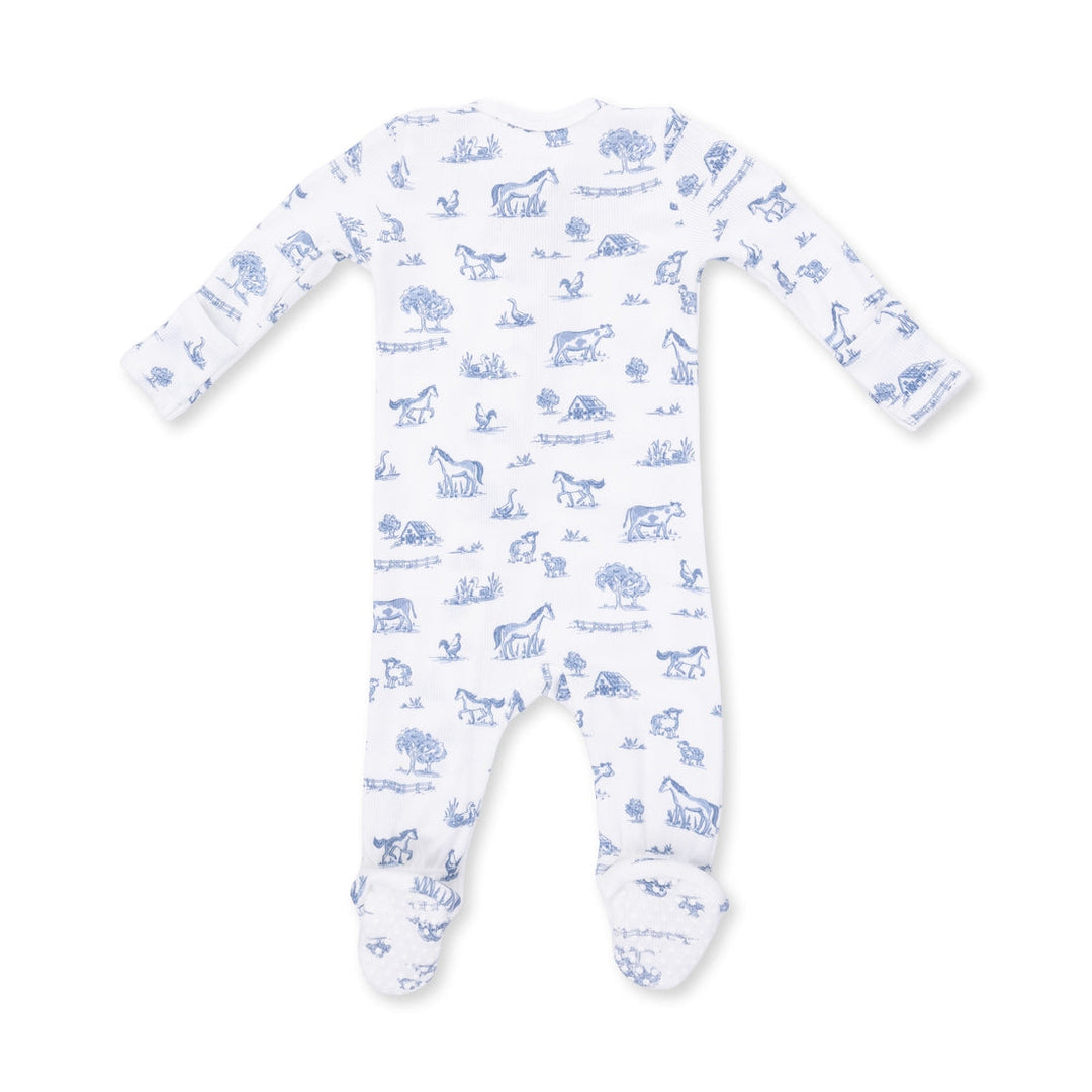 2-Way Zipper Footie - Blue Farm Friends