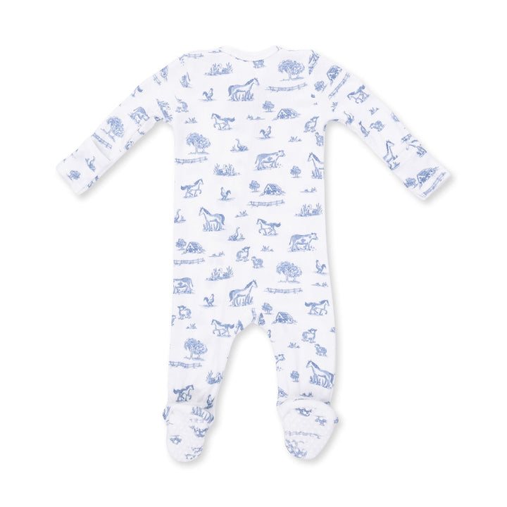 2-Way Zipper Footie - Blue Farm Friends