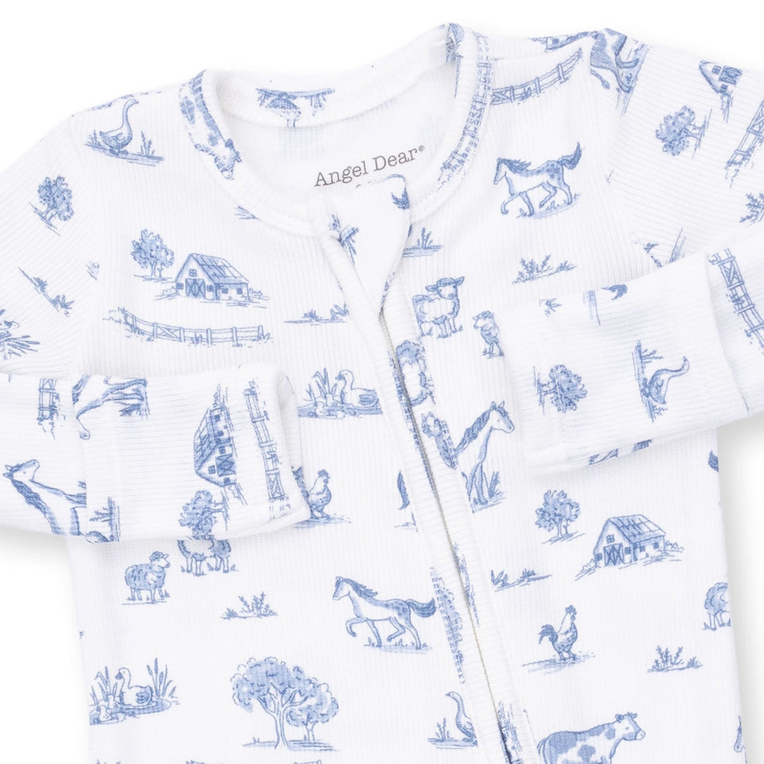 2-Way Zipper Footie - Blue Farm Friends