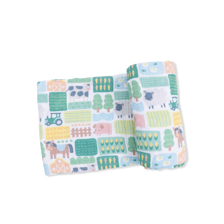 Green Patchwork Farm Swaddle