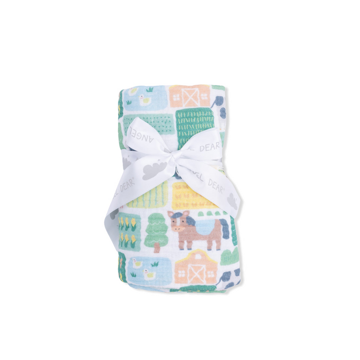 Green Patchwork Farm Swaddle