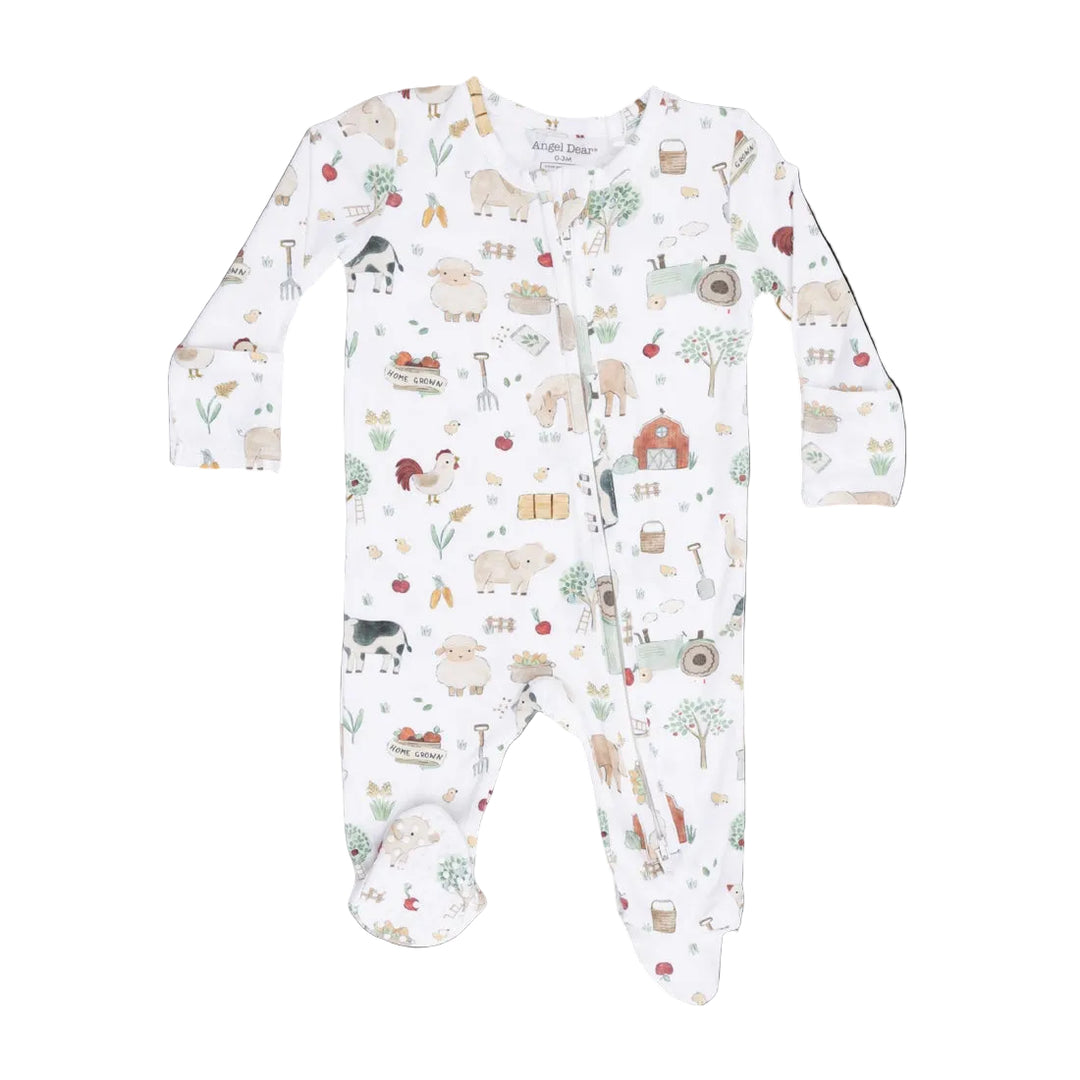 Cute Farm Animals S/S 2 Way Zipper Footie