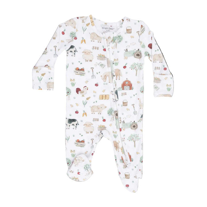 Cute Farm Animals S/S 2 Way Zipper Footie