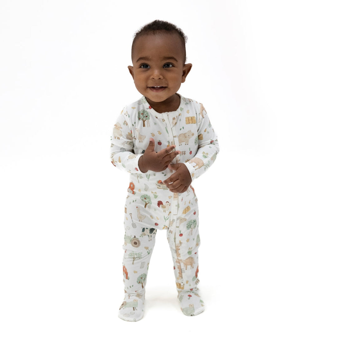 Cute Farm Animals S/S 2 Way Zipper Footie