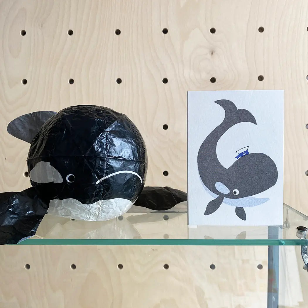 Whale Japanese Paper Balloon Card