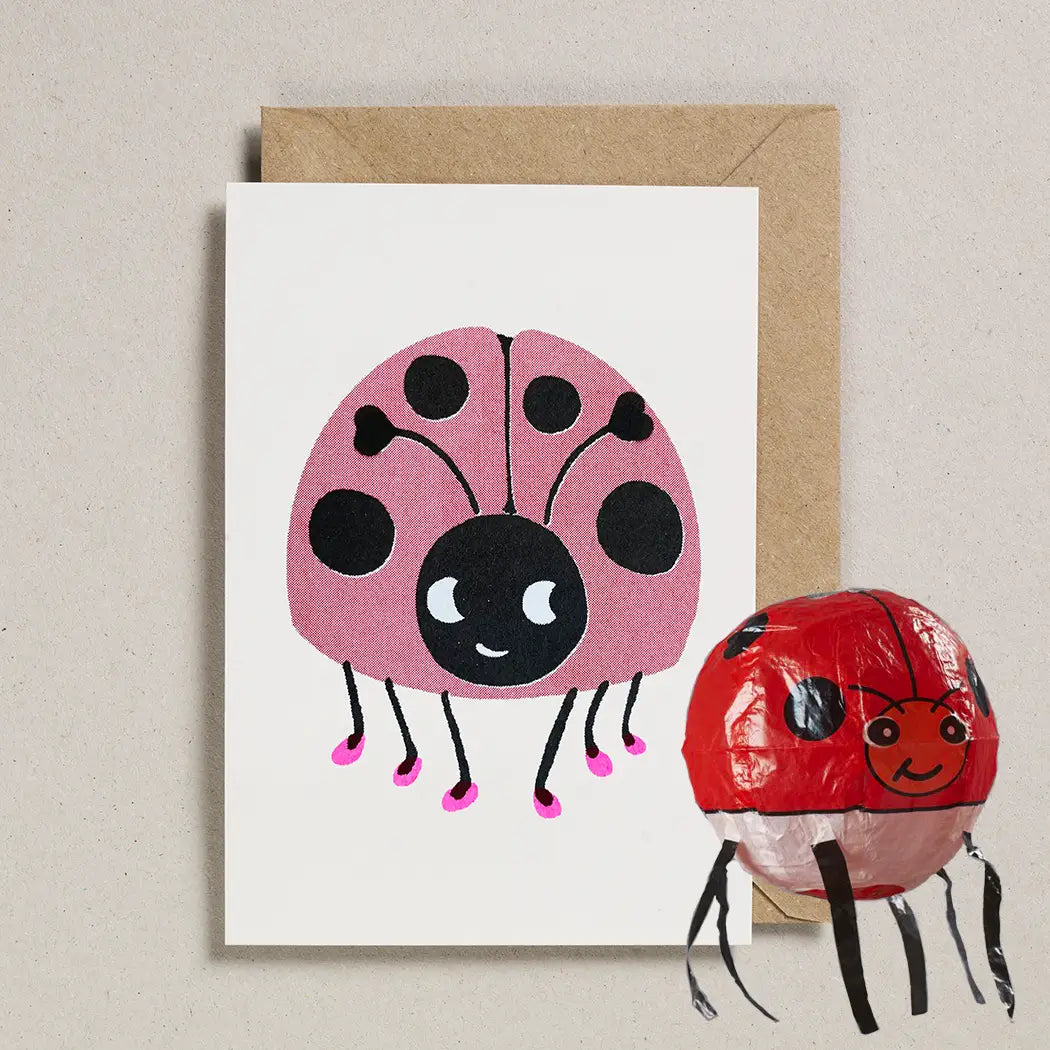 Ladybug Japanese Paper Balloon Card