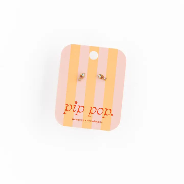 Hypoallergenic Gold & Enamel Fish Earrings