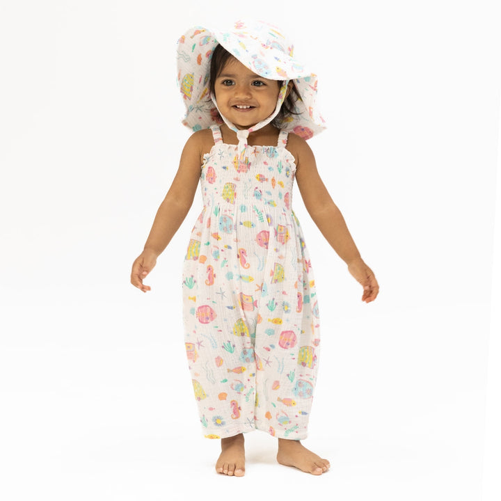 Sunny Coral Reef Fish Smocked Romper