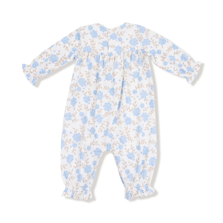 Baby Blue Floral Smocked Romper