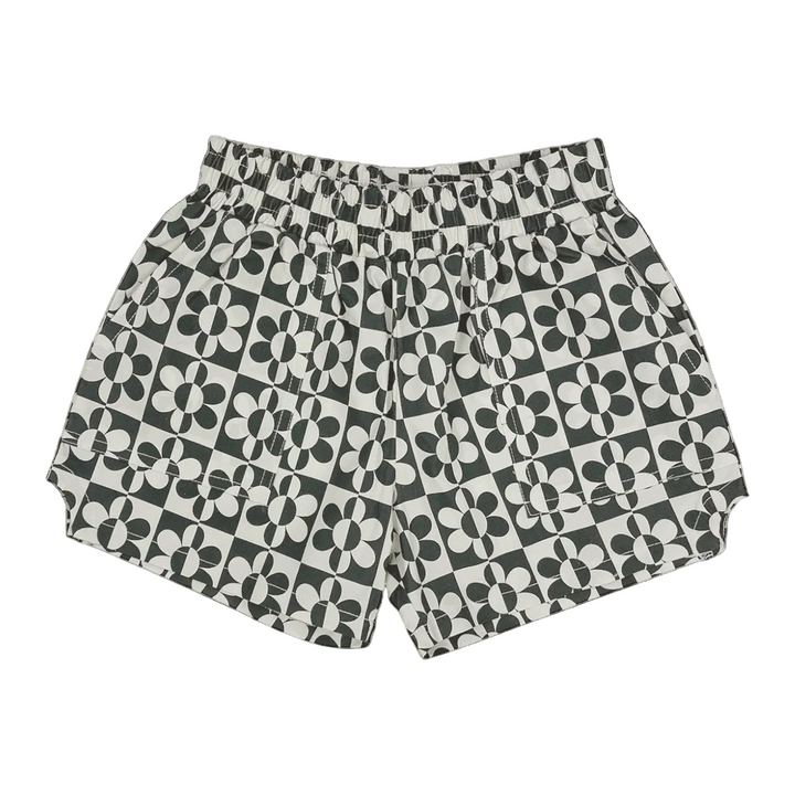 Cotton Retro Style Dad Shorts - Flower Power