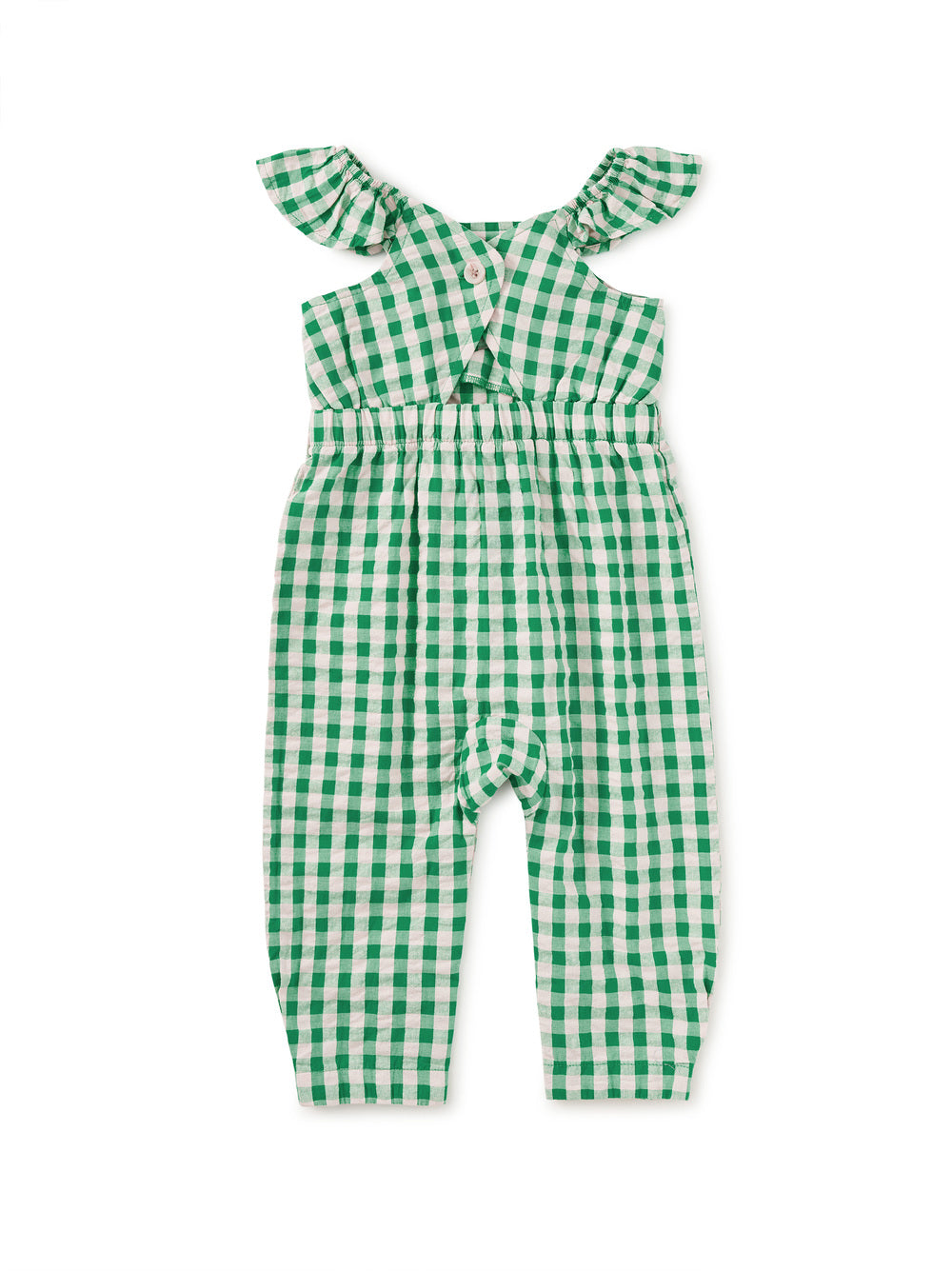 Garden Party Check Flutter Button Back Romper