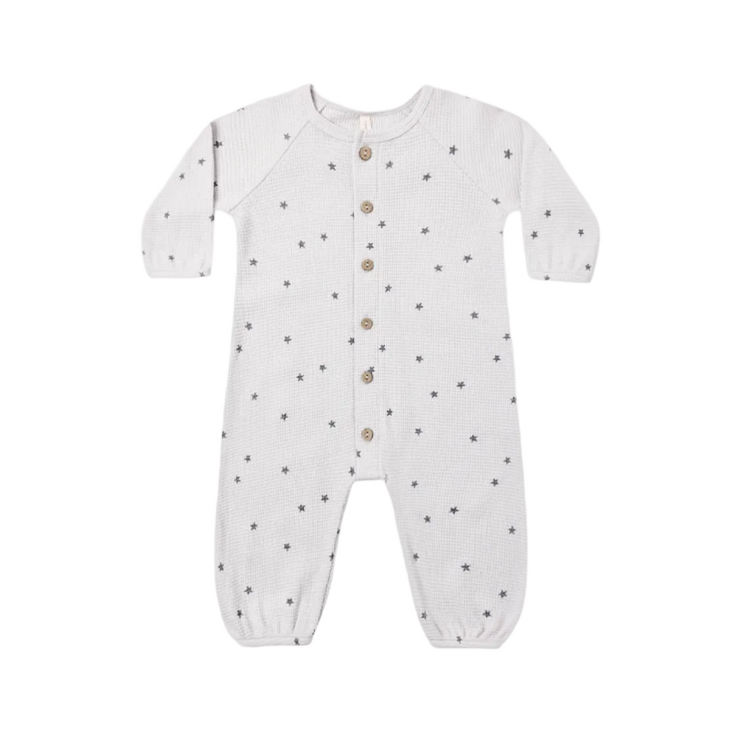 Waffle L/S Jumpsuit - Fog Stars