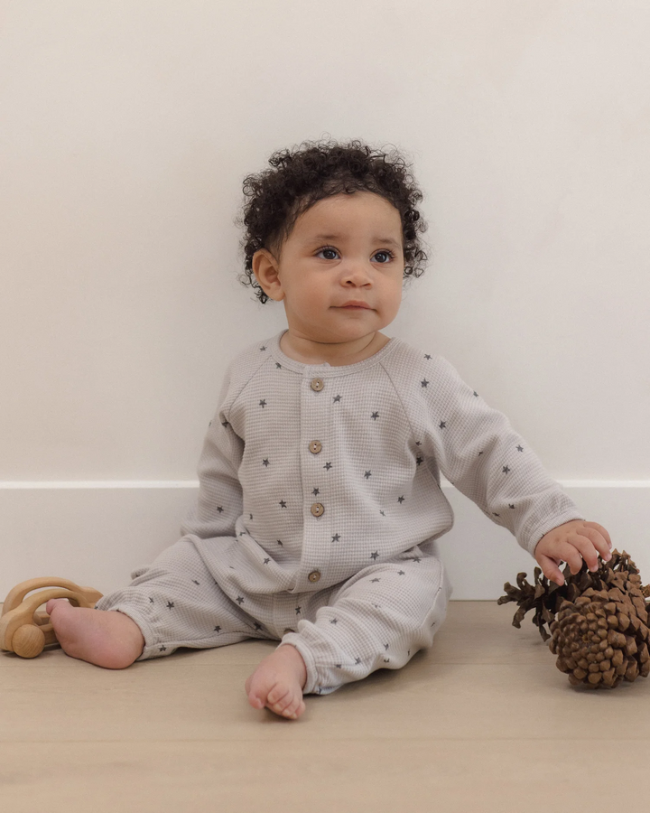 Waffle L/S Jumpsuit - Fog Stars