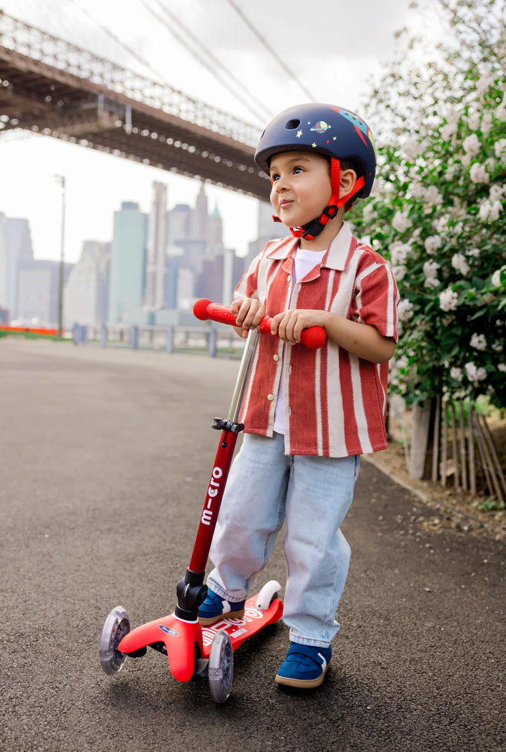 Micro Mini Foldable LED Scooter - Red/White