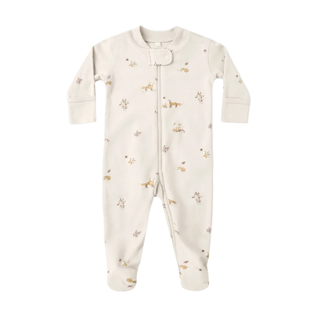 Zip L/S Footie Sleeper - Parchment Fox Land