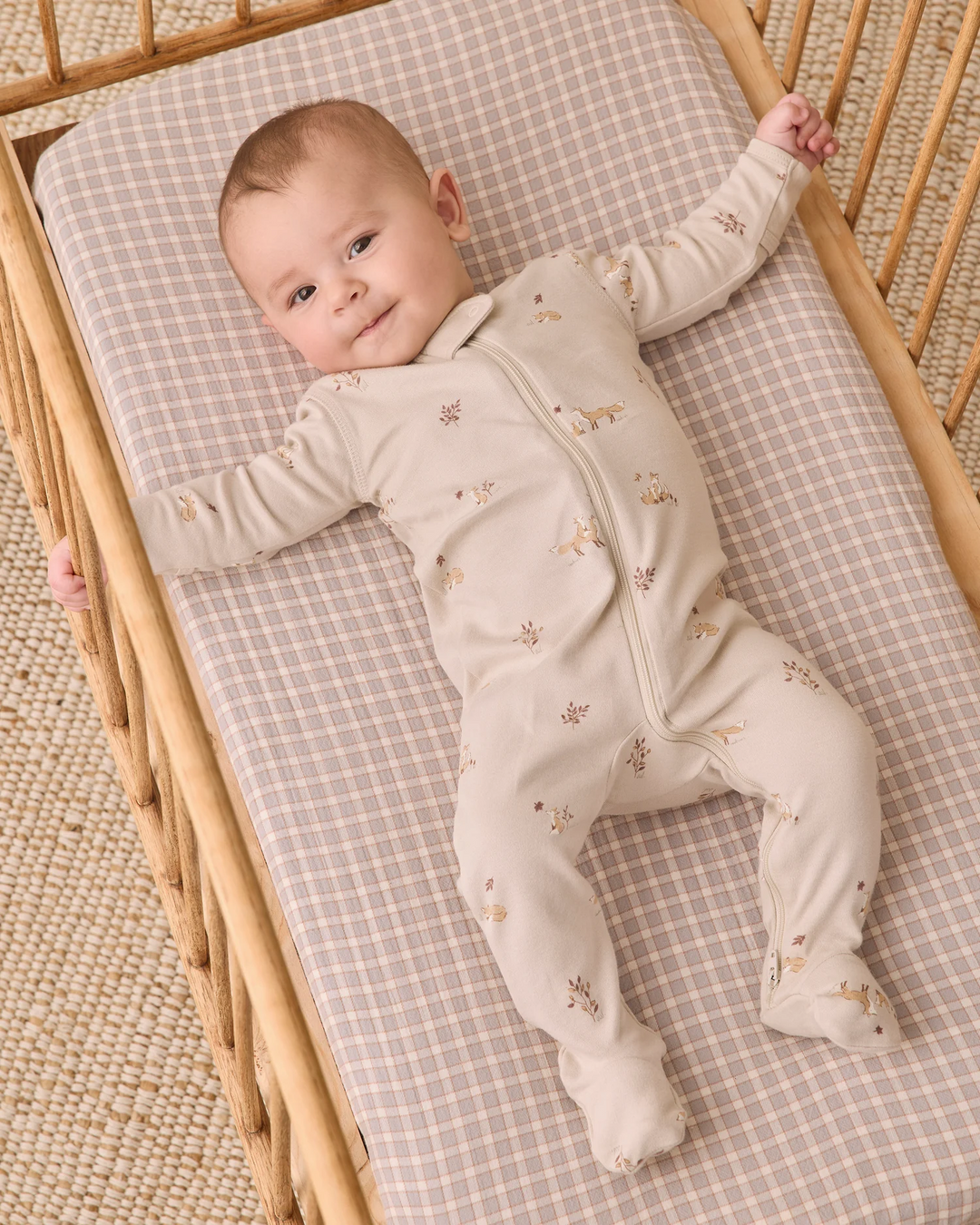 Zip L/S Footie Sleeper - Parchment Fox Land