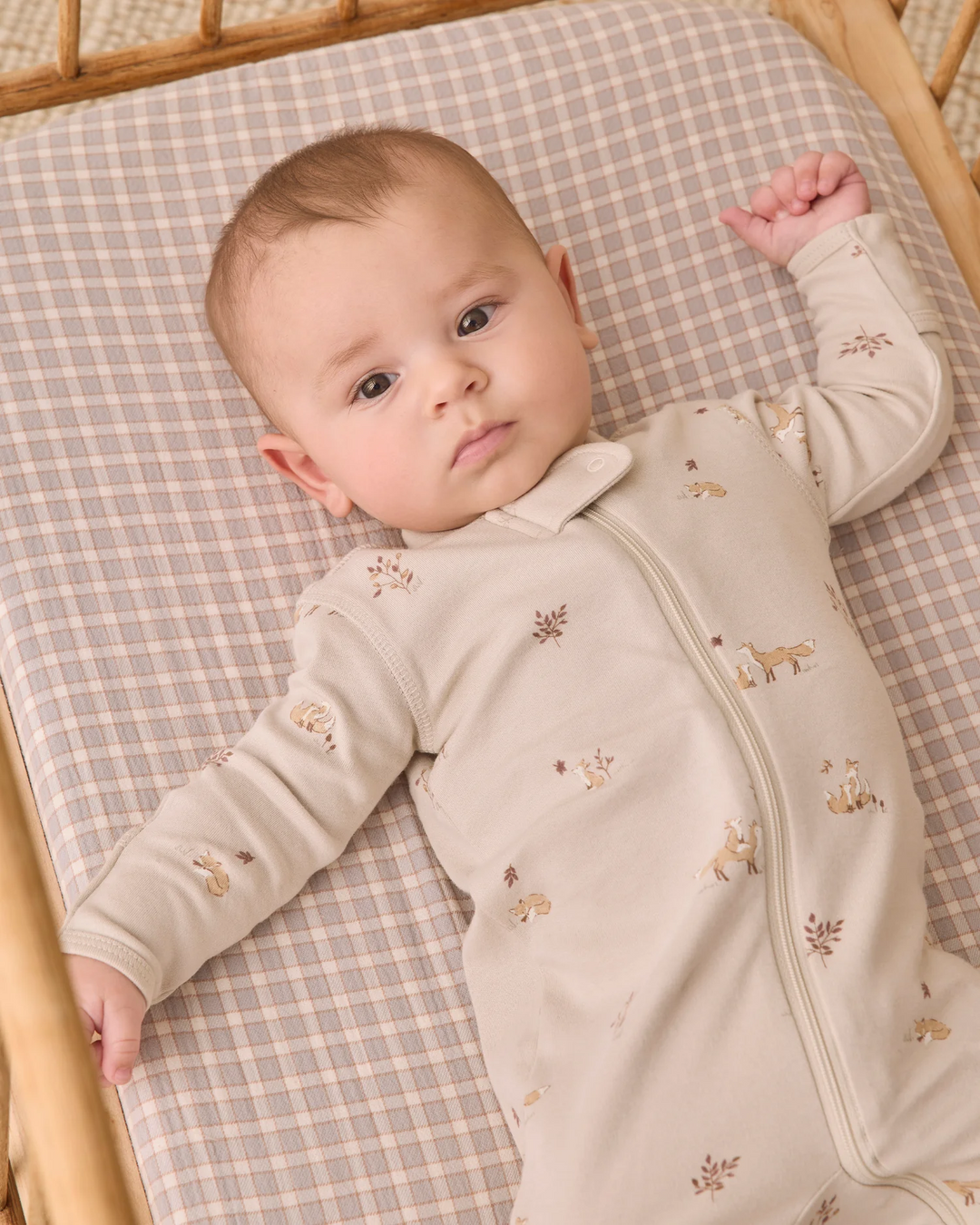 Zip L/S Footie Sleeper - Parchment Fox Land