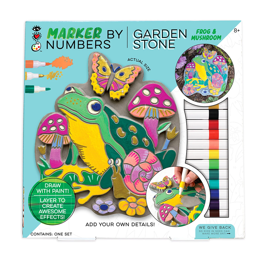 Marker By Number Garden Stone - Frog & Mushroom