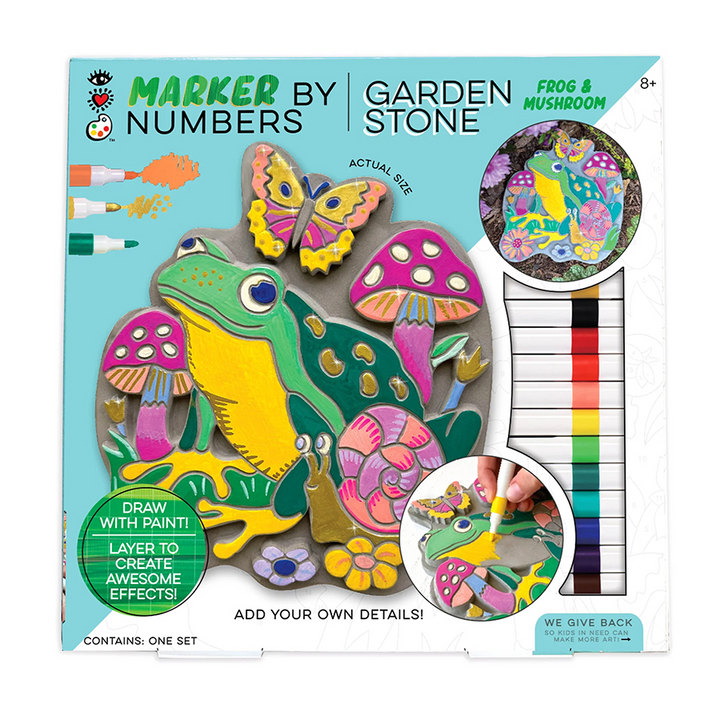 Marker By Number Garden Stone - Frog & Mushroom