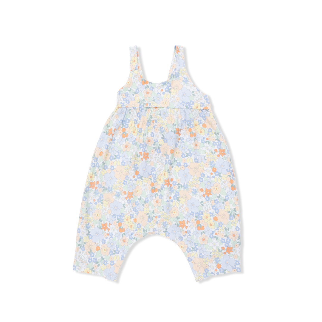 Yellow Georgia Floral Tie Back Romper