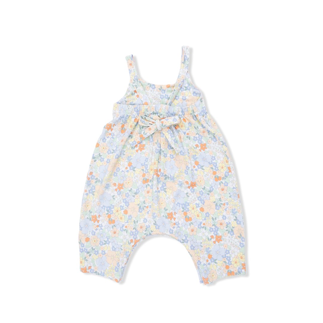 Yellow Georgia Floral Tie Back Romper