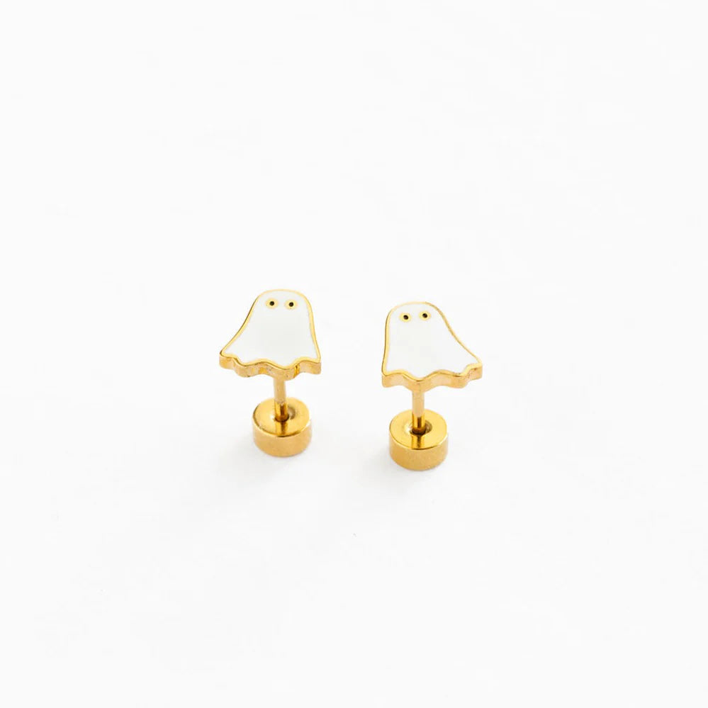 Hypoallergenic Gold & Enamel Ghost Earrings