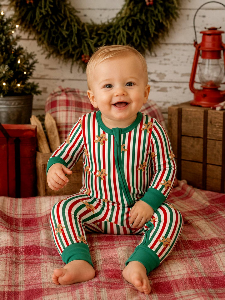 2-Way Zipper Romper - Gingerbread Lane