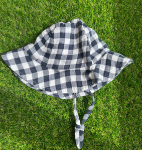 Navy Gingham Sunhat