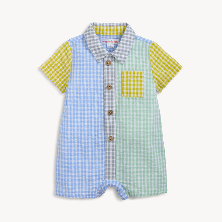 Multi Color Gingham Woven Short Romper