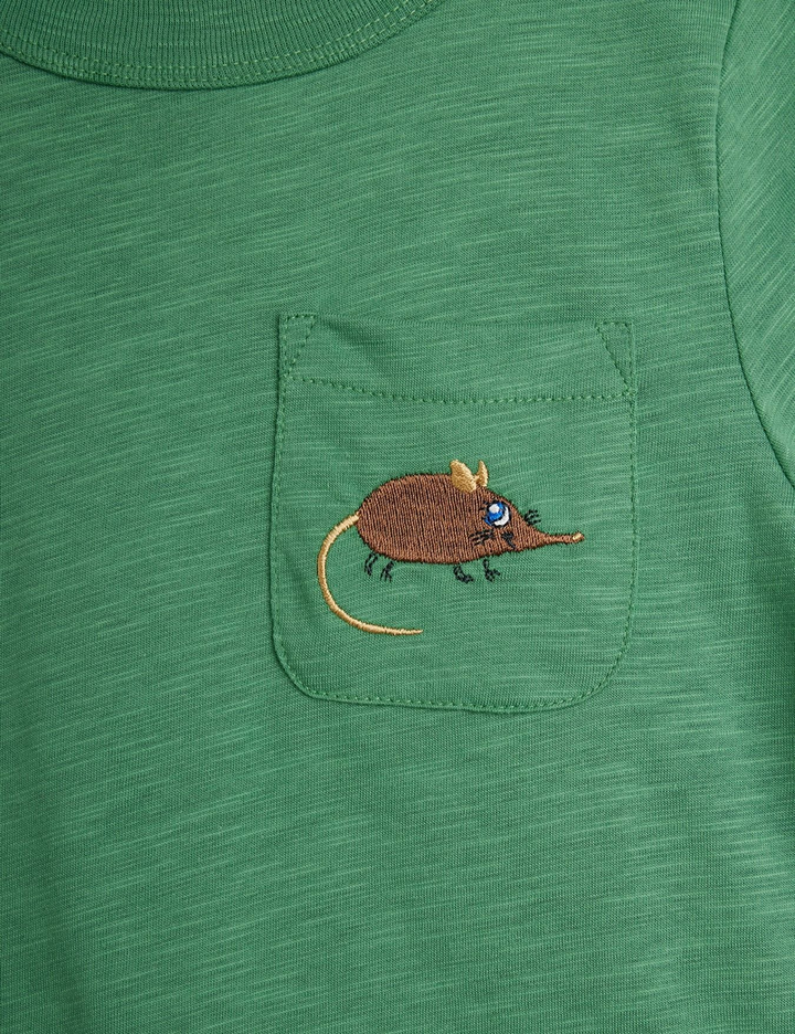 Embroidered S/S Tee - Green Elephant Shrew
